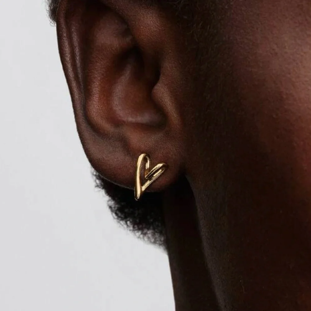 Gold Hearts Stud Earrings